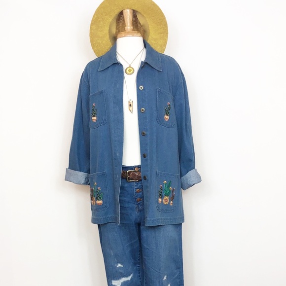 Vintage Jean Cactus Jacket • sz large - Picture 3 of 8